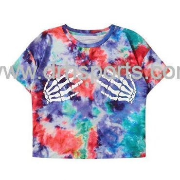 Hand Print Crop Top Tie Dye Funny Graphic Manufacturers, Wholesale Suppliers